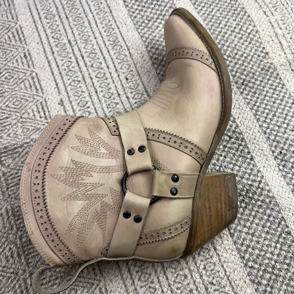 Dingo Gummy Bear Harness Boots Snip Toe Natural Leather Western 8.5M Cowgirl Y2K - Picture 9 of 13